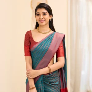 Semi-Silk Saree – Lavender with Silver Border